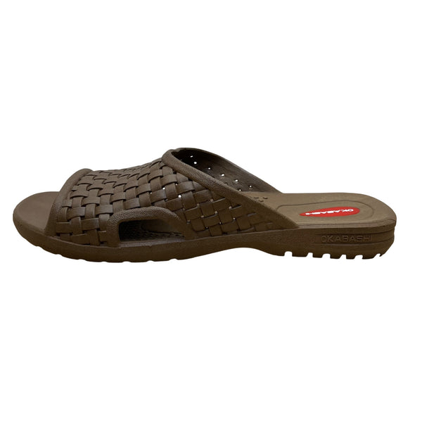 Okabashi Men’s Brown Woven Slip-On Slides Durable Open-Toe Sandals Size XL