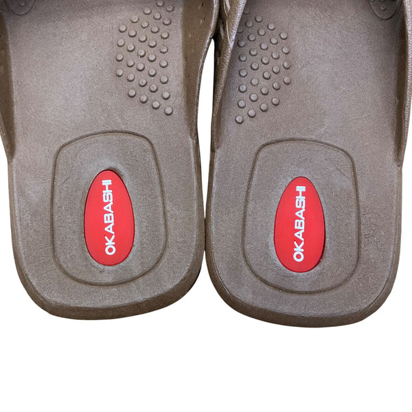Okabashi Men’s Brown Woven Slip-On Slides Durable Open-Toe Sandals Size XL