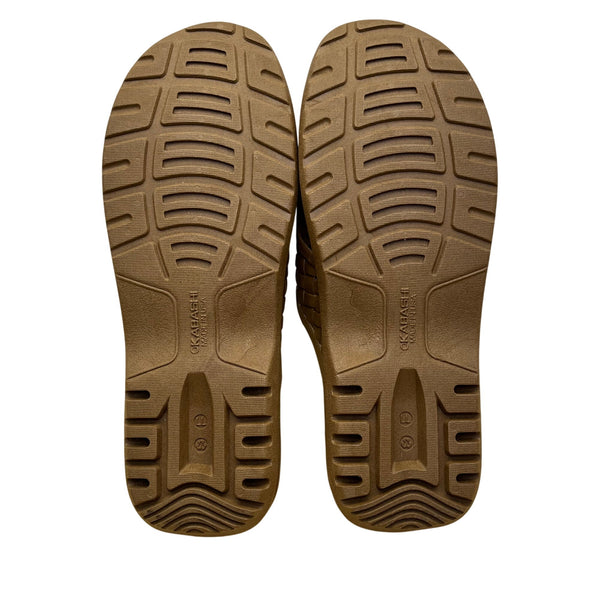 Okabashi Men’s Brown Woven Slip-On Slides Durable Open-Toe Sandals Size XL
