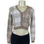 Hollister Womens Cropped Plaid Cardigan Beige & White Button-Down Knit Sweater S