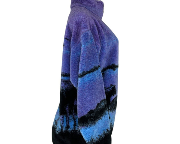 Purple Four Seasons Moose Print Fleece Jacket Size M