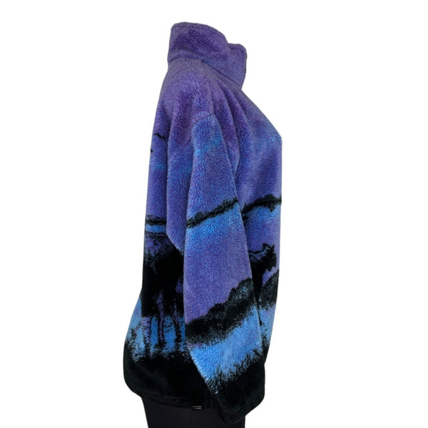 Purple Four Seasons Moose Print Fleece Jacket Size M