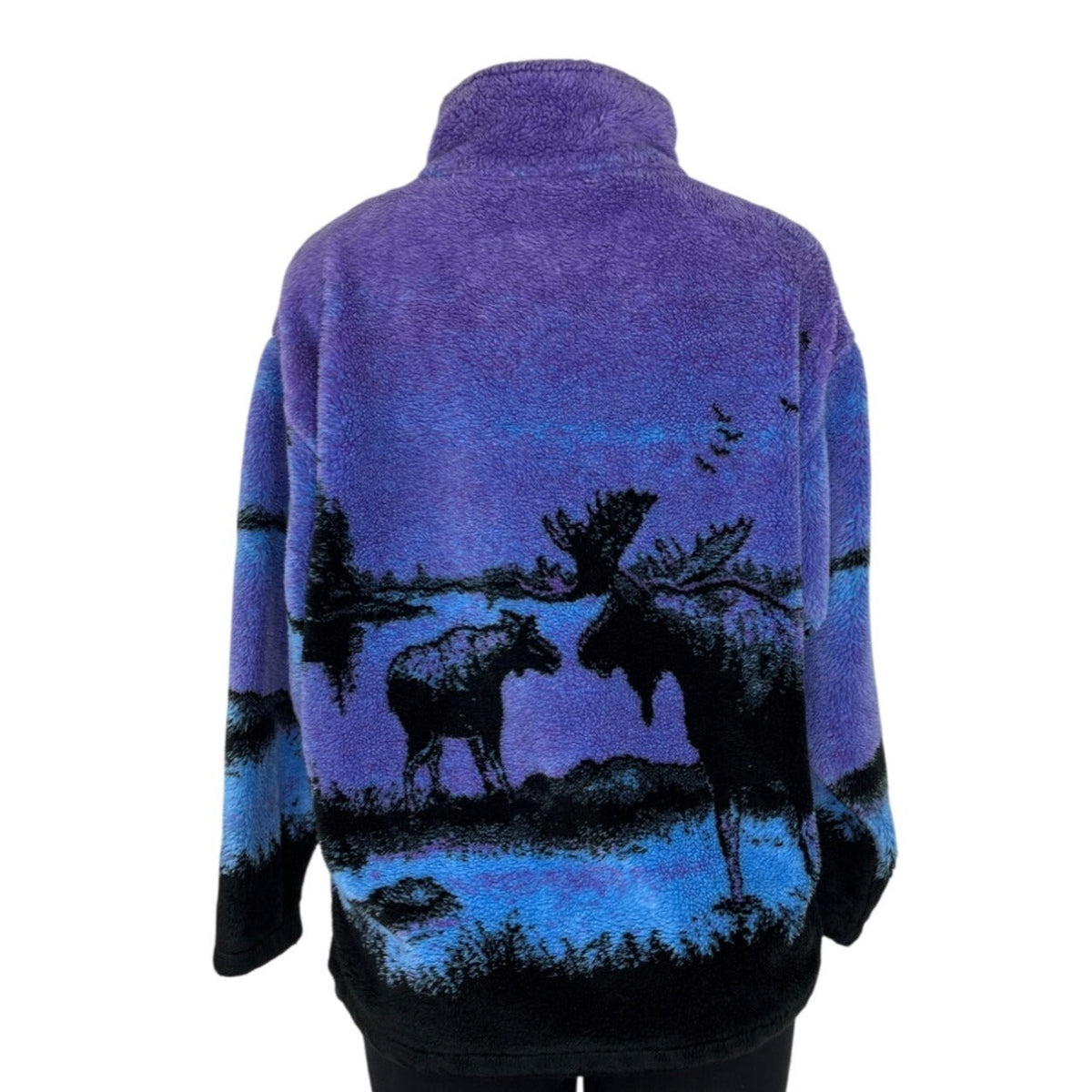 Purple Four Seasons Moose Print Fleece Jacket Size M