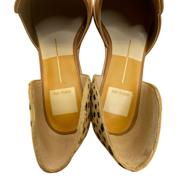 Dolce Vita Women's Brown & Animal Print Calf Hair Kelsa DOrsay Flats Size 6.5