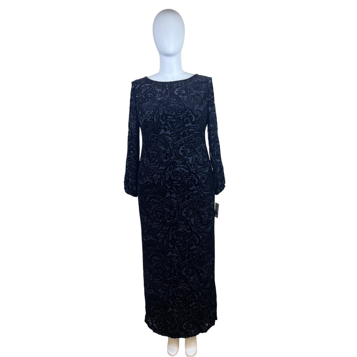 Sutton|Studio Women’s Long Black Velvet Paisley Pattern Evening Dress Sz 16W