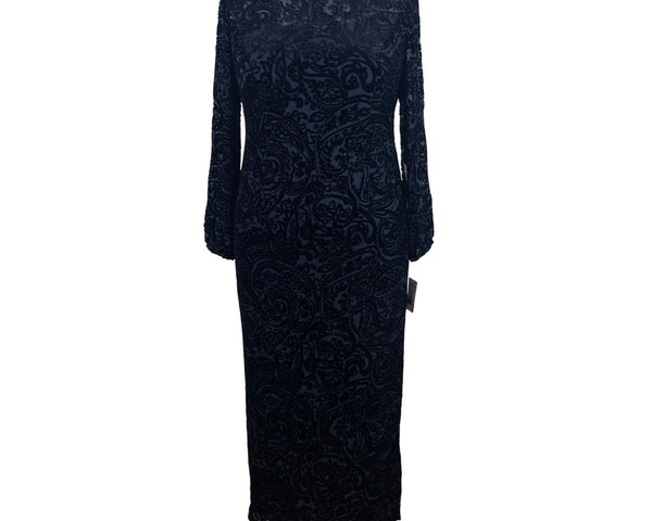 Sutton|Studio Women’s Long Black Velvet Paisley Pattern Evening Dress Sz 16W