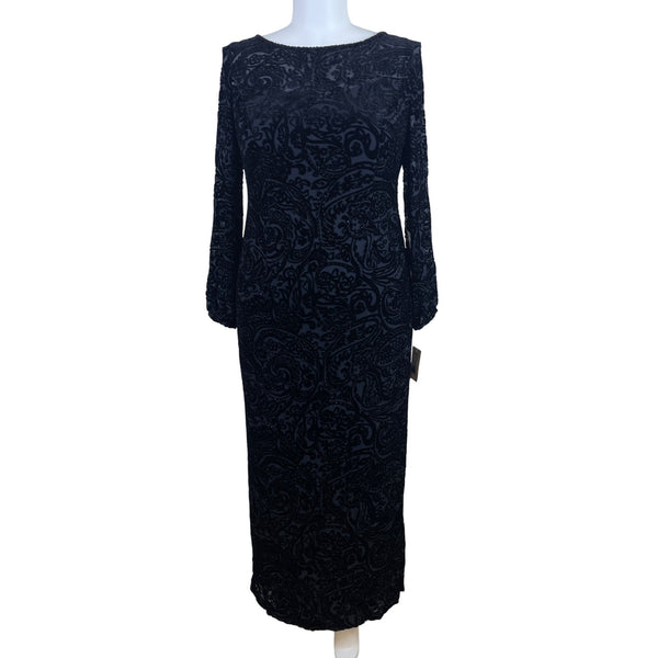 Sutton|Studio Women’s Long Black Velvet Paisley Pattern Evening Dress Sz 16W