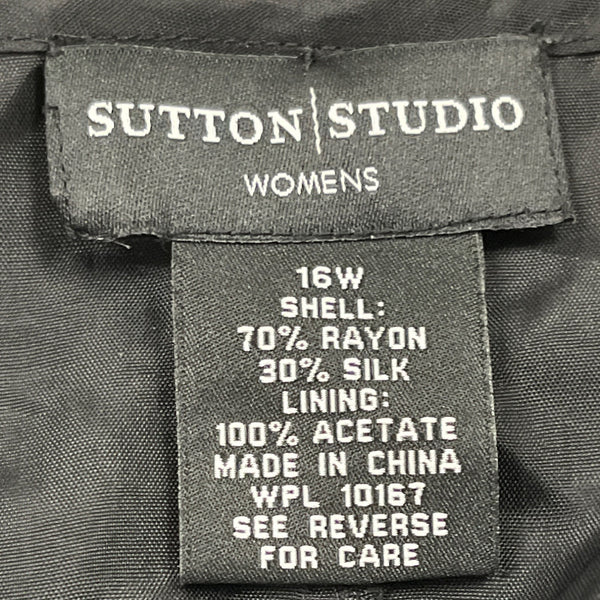 Sutton|Studio Women’s Long Black Velvet Paisley Pattern Evening Dress Sz 16W