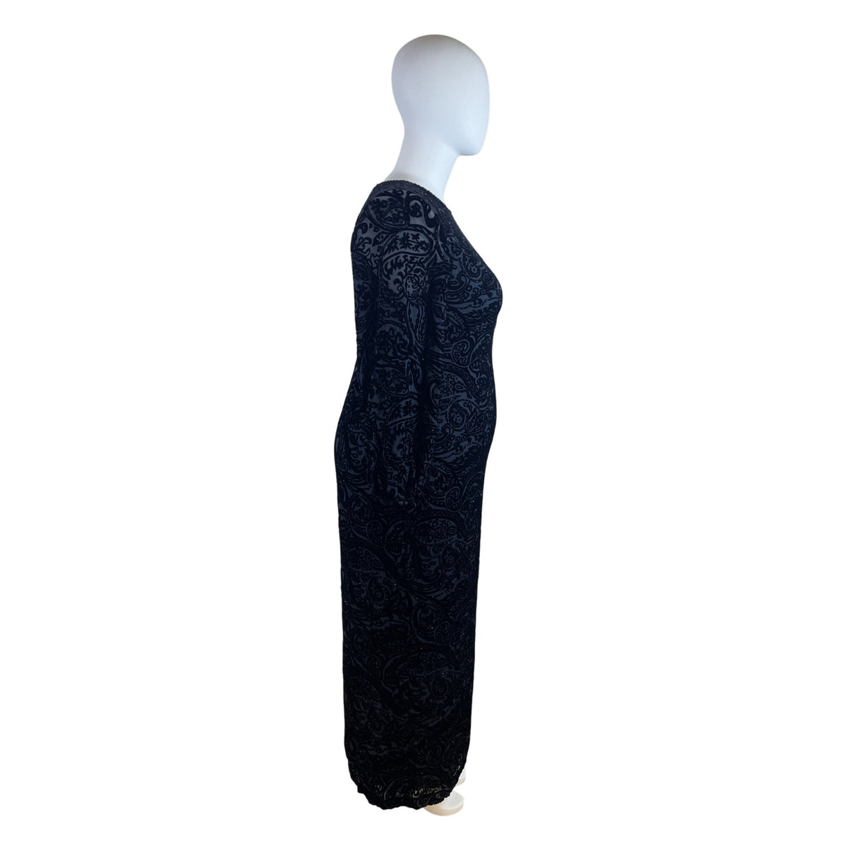 Sutton|Studio Women’s Long Black Velvet Paisley Pattern Evening Dress Sz 16W