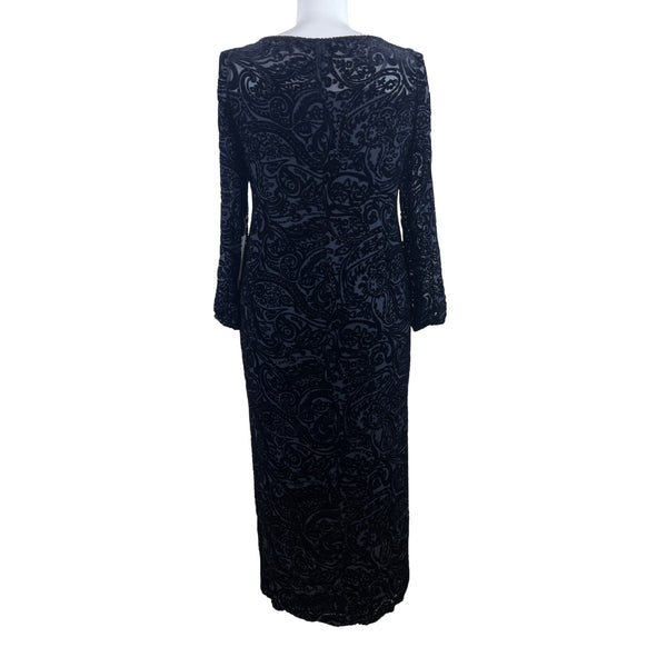 Sutton|Studio Women’s Long Black Velvet Paisley Pattern Evening Dress Sz 16W