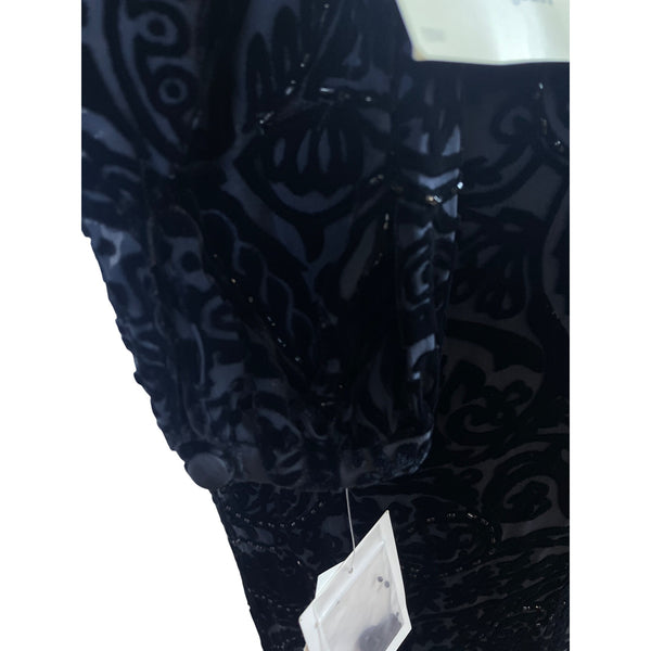 Sutton|Studio Women’s Long Black Velvet Paisley Pattern Evening Dress Sz 16W