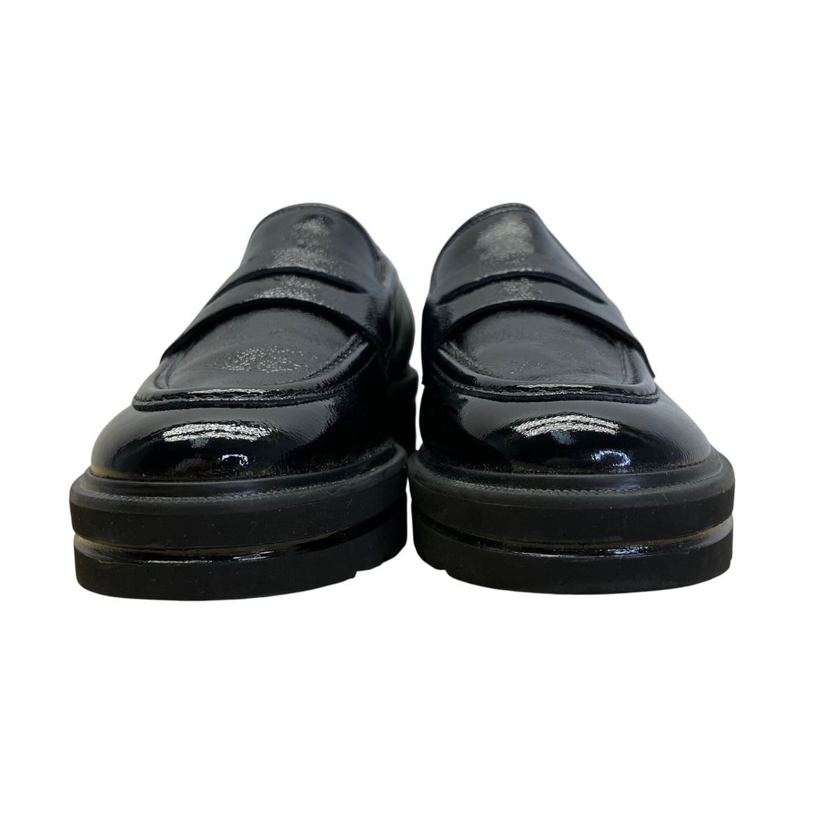 Paul Green Womens Black Patent Leather With Chunky Lug Sole Loafers Size 5