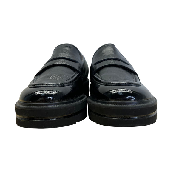 Paul Green Womens Black Patent Leather With Chunky Lug Sole Loafers Size 5