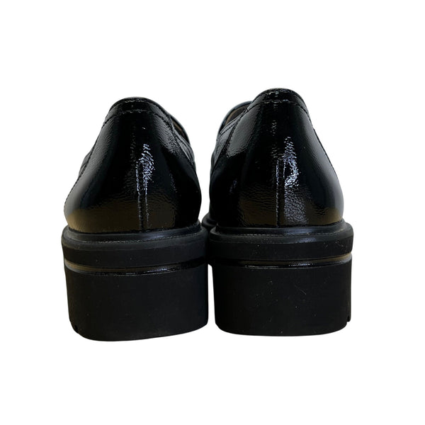 Paul Green Womens Black Patent Leather With Chunky Lug Sole Loafers Size 5