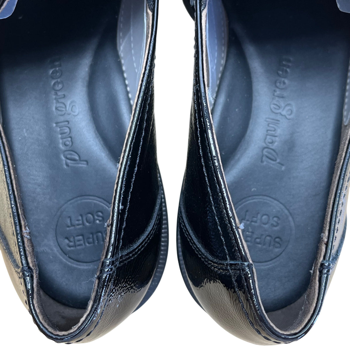 Paul Green Womens Black Patent Leather With Chunky Lug Sole Loafers Size 5