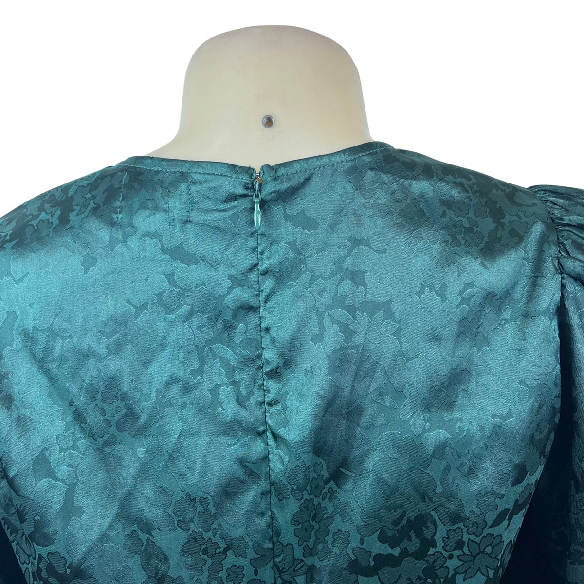 Free Press Womens Green Floral Jacquard Long Sleeve Peplum Blouse Size M