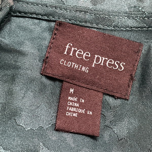 Free Press Womens Green Floral Jacquard Long Sleeve Peplum Blouse Size M