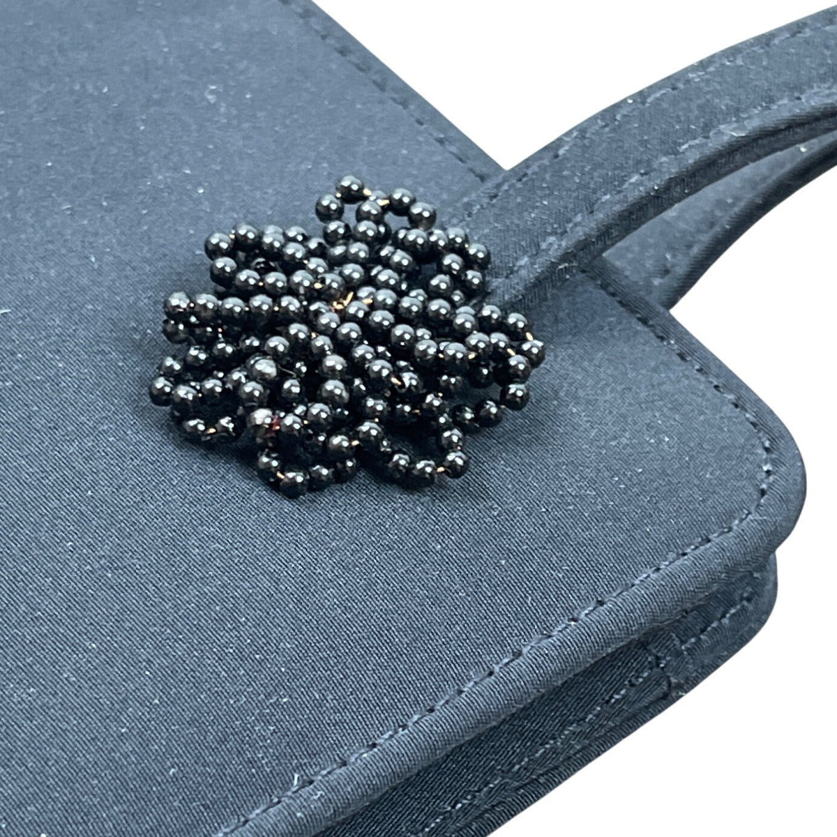 Black Beaded Floral Details Snap Closure Womens Evening Clutch Sz S