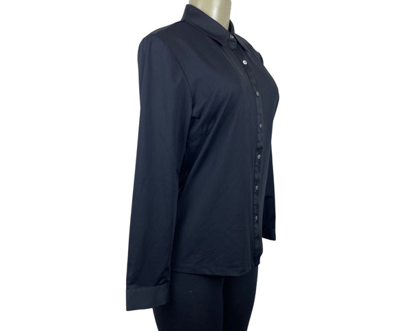 J.McLaughlin Womens Black Solid Long Sleeve Button-Up Shirt M
