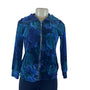 Style & Co Blue Floral Zip-Up Cotton/Polyester Comfortable Sweater Sz S
