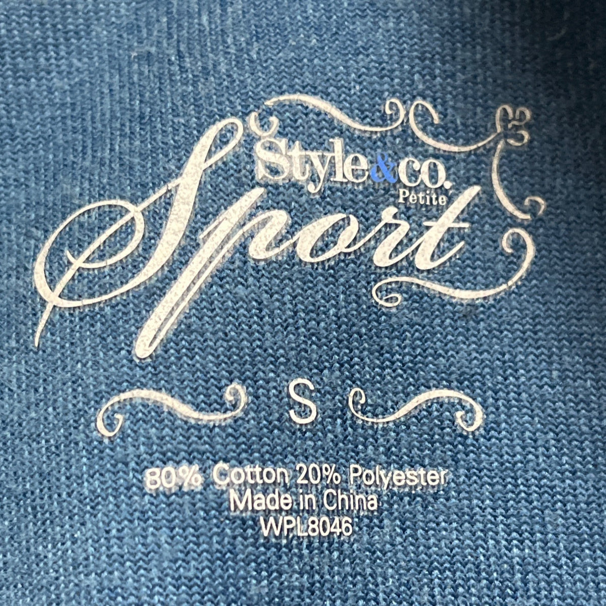 Style & Co Blue Floral Zip-Up Cotton/Polyester Comfortable Sweater Sz S