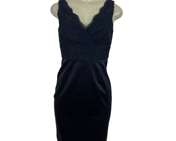 Jones New York Womens Black Lace & Satin Dress Cocktail Party Wear Size 4 - New