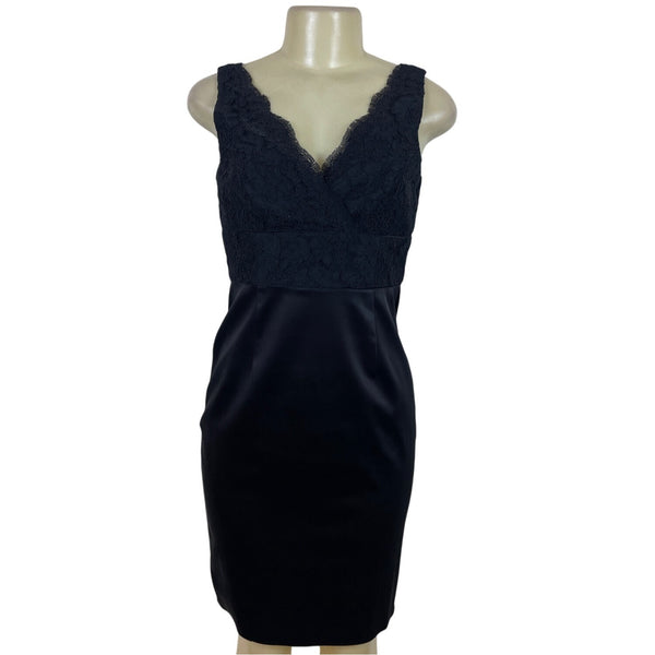 Jones New York Womens Black Lace & Satin Dress Cocktail Party Wear Size 4 - New