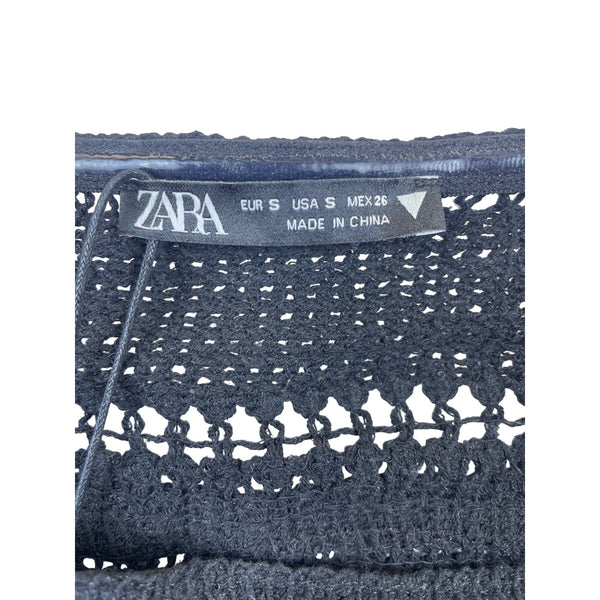 Zara Womens Black Crocheted Strap Tube Top S Boho Chic Adjustable Lightweight