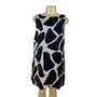 Black & White Sleeveless Shift Dress With Back Zipper Closure By Bebe Tailor