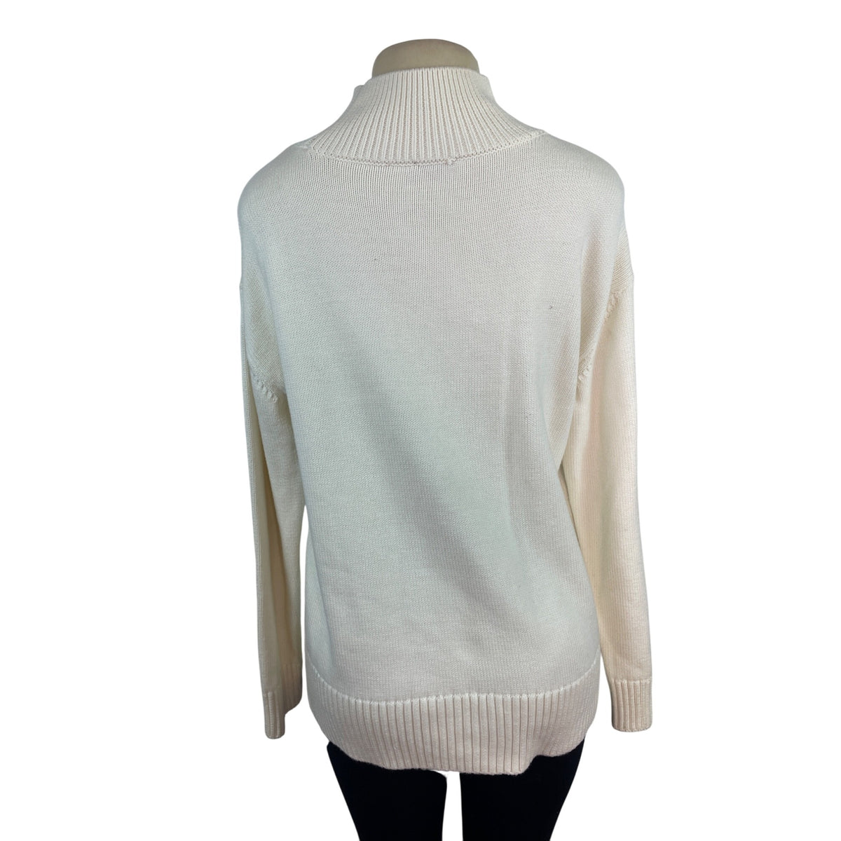 Talbots Women's Ivory Mock Neck Long Sleeve Textured Knit Sweater Size L