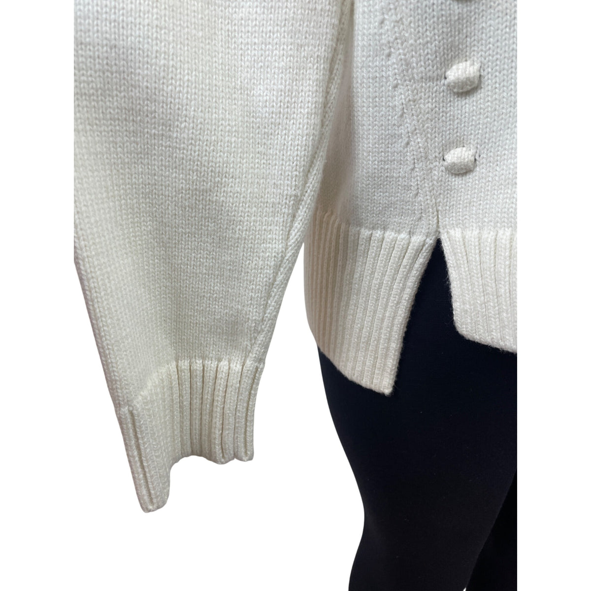 Talbots Women's Ivory Mock Neck Long Sleeve Textured Knit Sweater Size L