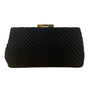 Vintage Black Pleated Clutch With Gold-Tone Clasp & Interior Pocket