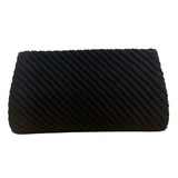 Vintage Black Pleated Clutch With Gold-Tone Clasp & Interior Pocket