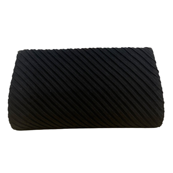 Vintage Black Pleated Clutch With Gold-Tone Clasp & Interior Pocket