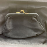 Vintage Black Pleated Clutch With Gold-Tone Clasp & Interior Pocket