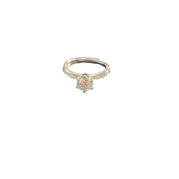 Silver Tone Womens Cubic Zirconia Solitaire Engagement Ring Size 7 Elegant Design