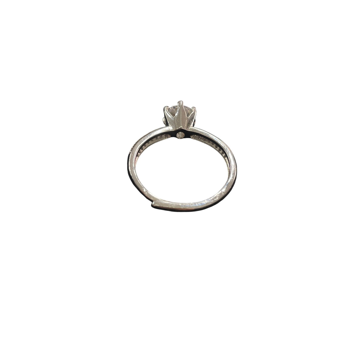 Silver Tone Womens Cubic Zirconia Solitaire Engagement Ring Size 7 Elegant Design