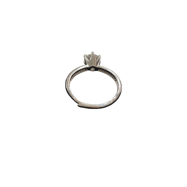 Silver Tone Womens Cubic Zirconia Solitaire Engagement Ring Size 7 Elegant Design