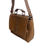 Nine West Women's Brown Leather Foldover Crossbody Purse Sz M