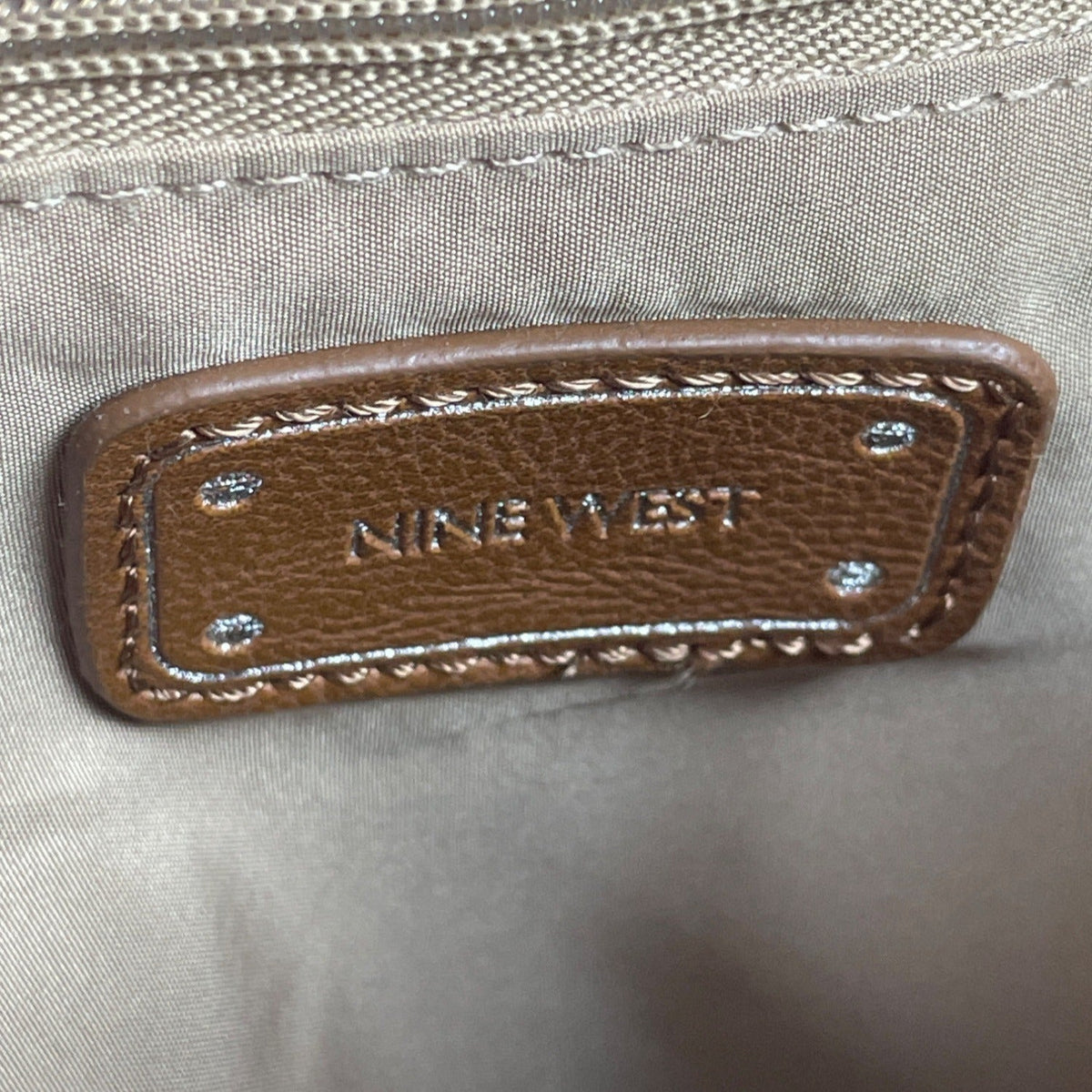 Nine West Women's Brown Leather Foldover Crossbody Purse Sz M