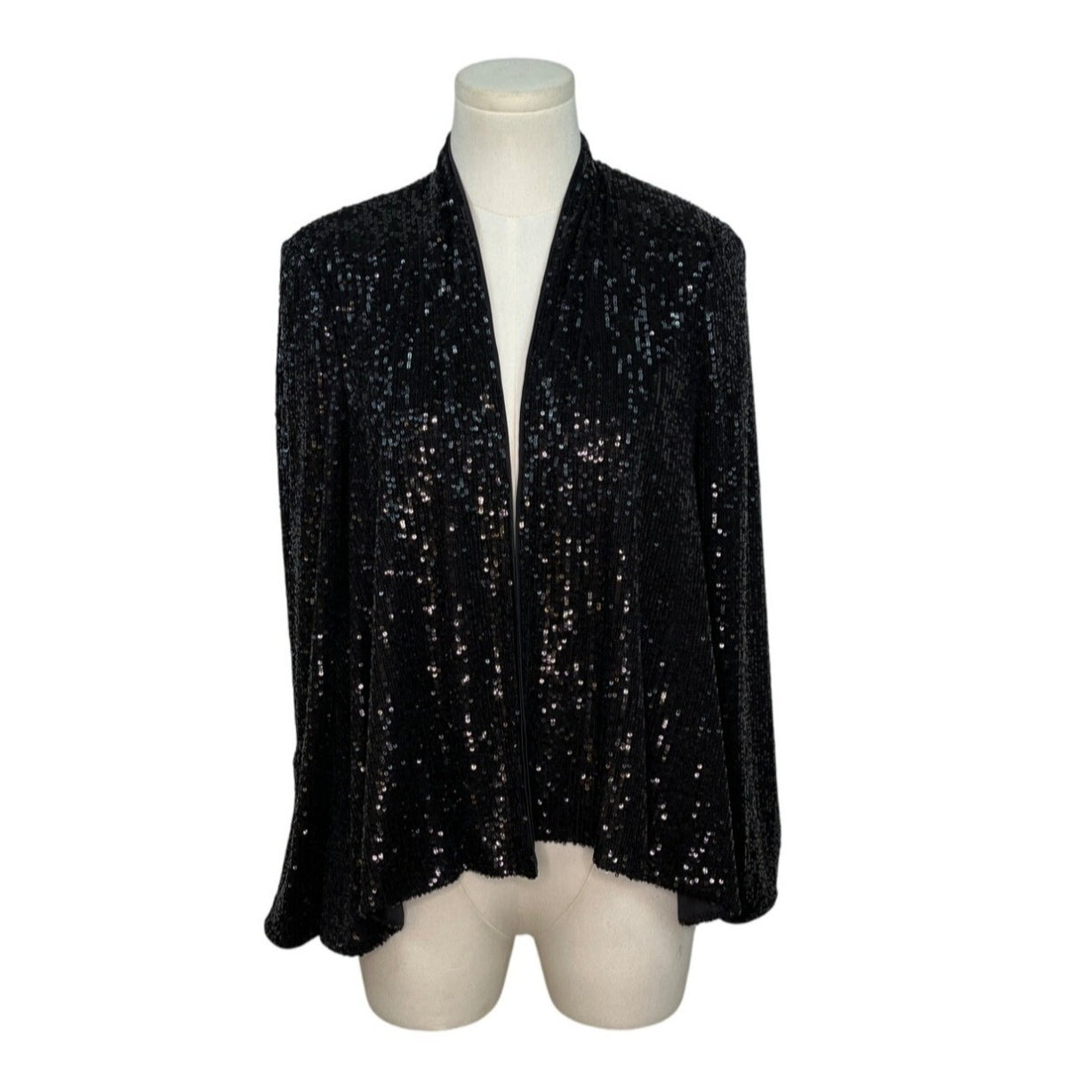 Eliza J Women's Black Sequin Open-Front Jacket Sz S - New