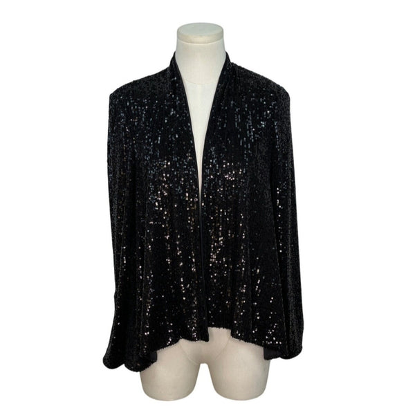 Eliza J Women's Black Sequin Open-Front Jacket Sz S - New