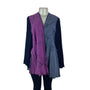 Ahni Women's Black Purple Gray Rayon Abstract Open Jacket Handmade USA Size 2