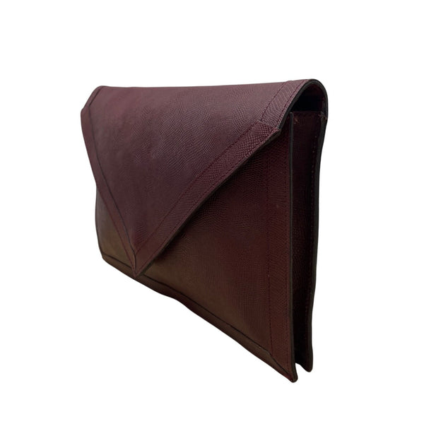 Vintage Burgundy Genuine Embossed Leather Envelope Clutch Bag Sz M