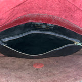 Vintage Burgundy Genuine Embossed Leather Envelope Clutch Bag Sz M