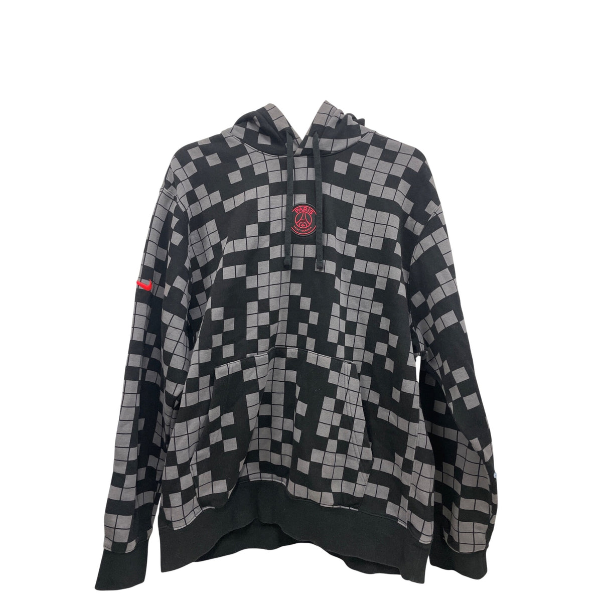 Nike Mens Black Polyester Hooded Sweatshirt Large PSG Paris Saint-Germain Pixel Print