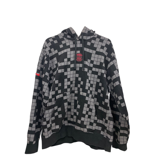 Nike Mens Black Polyester Hooded Sweatshirt Large PSG Paris Saint-Germain Pixel Print