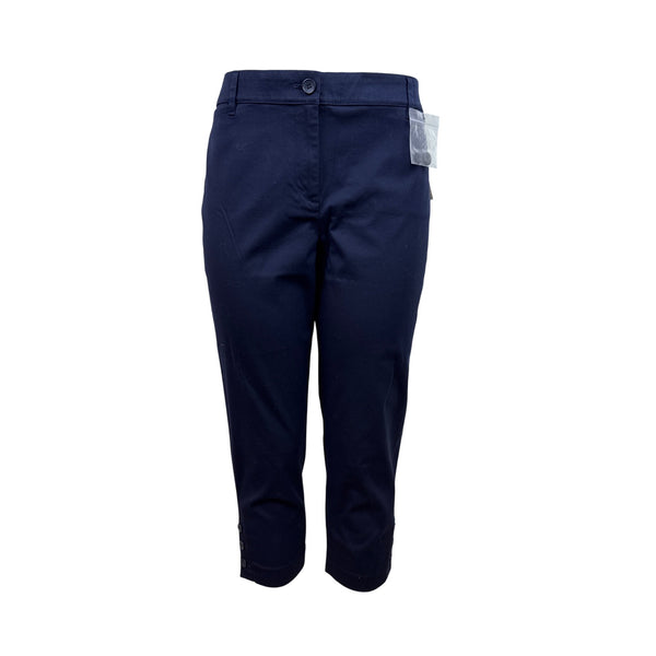 Talbots Womens Navy Cropped Capri Pants With Button Details Sz 10P - New