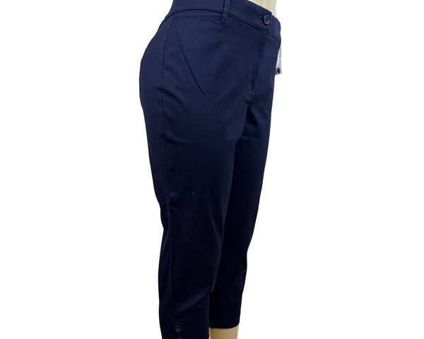 Talbots Womens Navy Cropped Capri Pants With Button Details Sz 10P - New