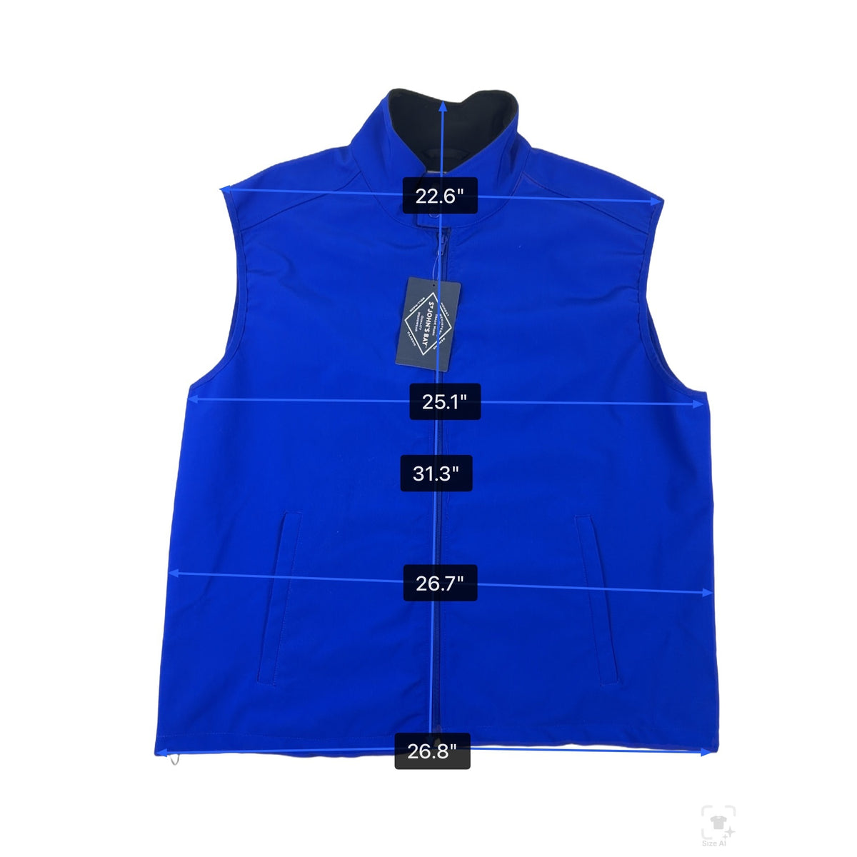 St.John’s Bay Mens Blue Zip-Up Vest Lightweight Outerwear Size XXL - New